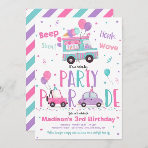 Ice Cream Birthday Party Drive By Birthday Parade Invitation