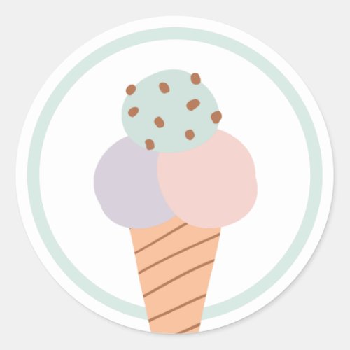Ice Cream Birthday Party Favor Classic Round Sticker