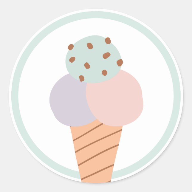 Ice Cream Birthday Party Favor Classic Round Sticker (Front)