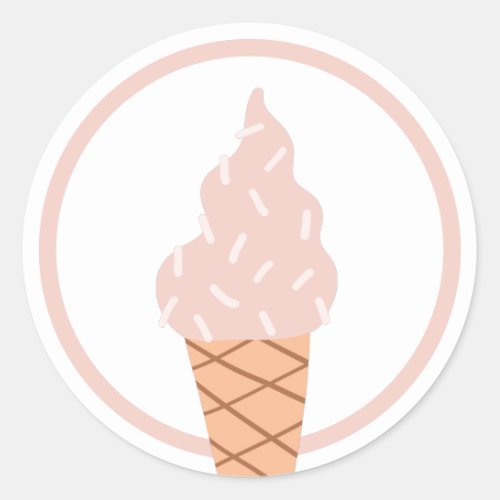 Ice Cream Birthday Party Favor Classic Round Sticker