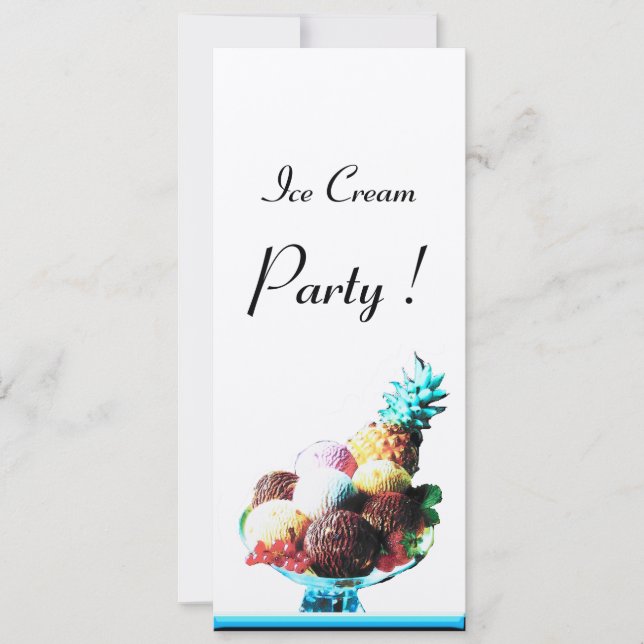 ICE CREAM BIRTHDAY PARTY gold black blue Invitation (Front)