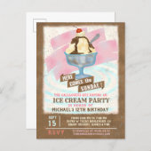 Ice Cream Birthday Party | Here Comes the Sundae Invitation Postcard (Front/Back)