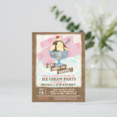 Ice Cream Birthday Party | Here Comes the Sundae Invitation Postcard (Standing Front)