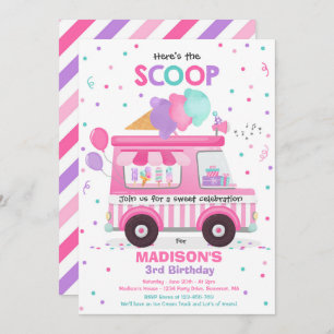 Ice Cream Birthday Party Ice Cream Truck Birthday  Invitation