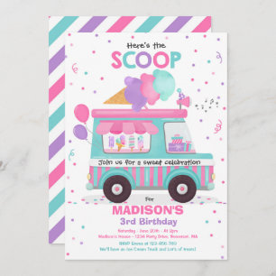 Ice Cream Birthday Party Ice Cream Truck Birthday Invitation