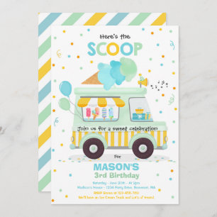 Ice Cream Birthday Party Ice Cream Truck Birthday  Invitation