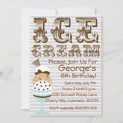 Ice Cream Birthday Party Invitation