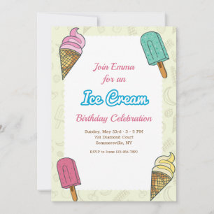 Ice Cream Birthday Party Invitation
