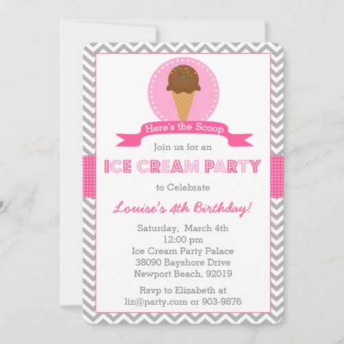 Ice Cream Birthday Party Invitation