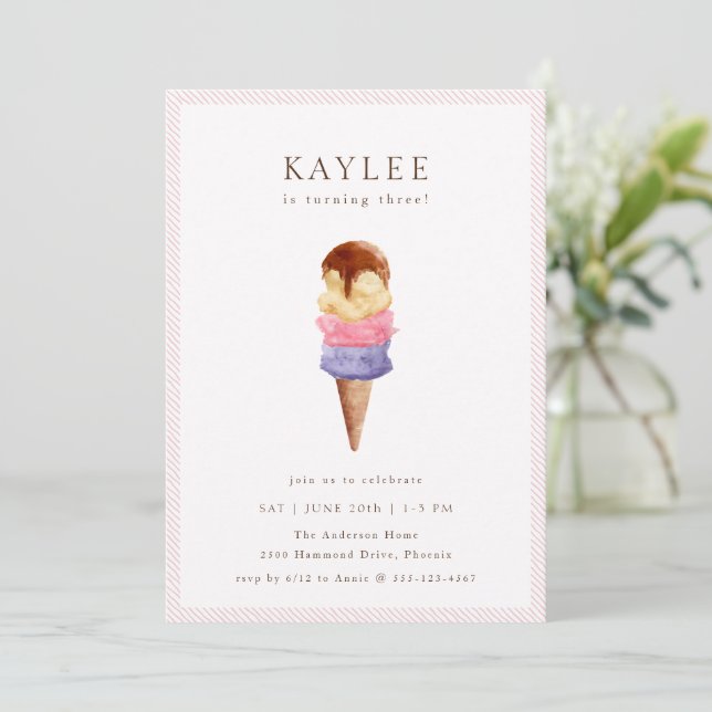 Ice Cream Birthday Party Invitation (Standing Front)