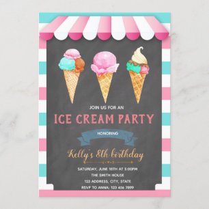 ice cream BIRTHDAY PARTY INVITATION CARD