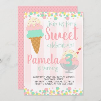 Ice Cream Birthday Party Invitation Invite by PerfectPrintableCo at Zazzle