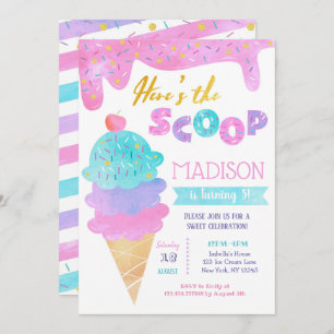 Ice Cream Birthday Party Invitation Two Sweet