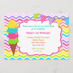 Ice Cream Birthday Party Invitations
