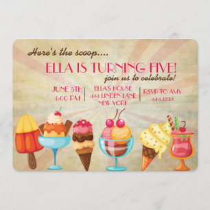Ice Cream Birthday Party Invitations