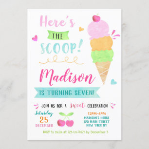 Ice Cream Birthday Party Invitations