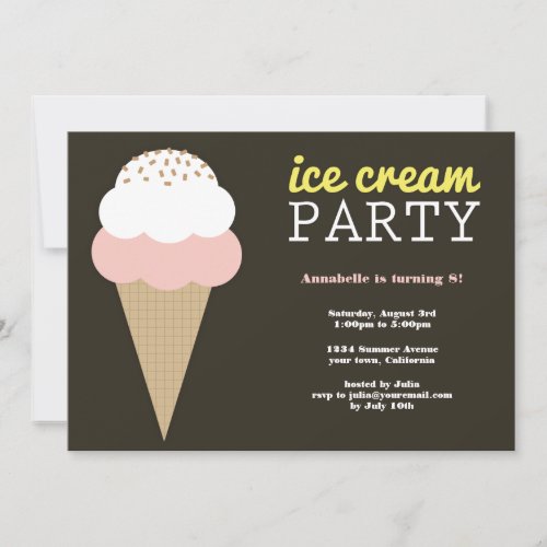 Ice Cream Birthday Party Invitations