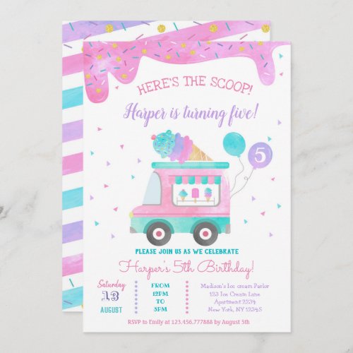 Ice Cream Birthday Party Invitations