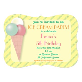 Ice Cream Birthday Party Invitations Bracket Shape