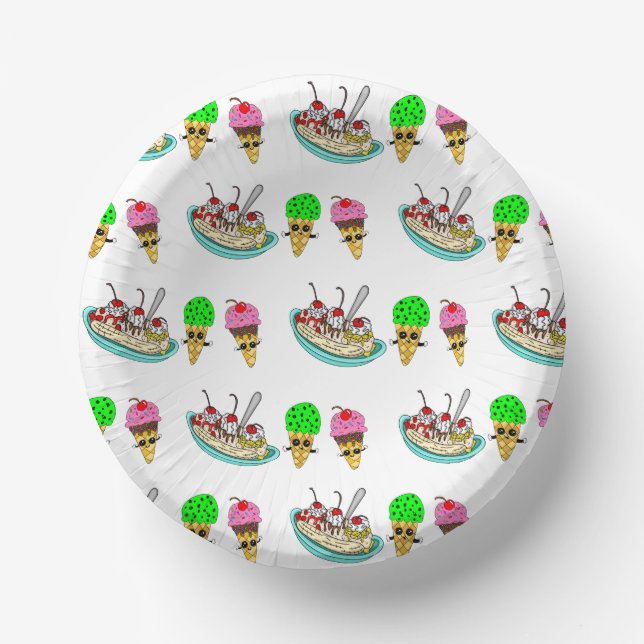 Ice Cream Birthday Party  Paper Bowls (Front)