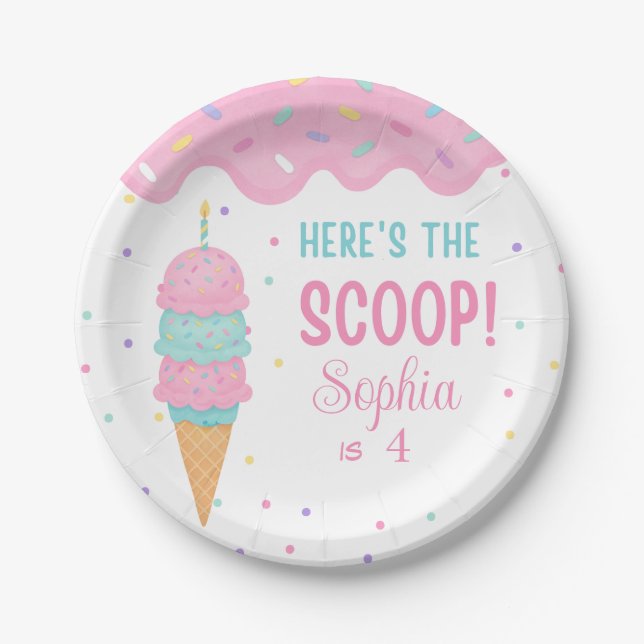 Ice Cream Birthday Party Paper Plate (Front)