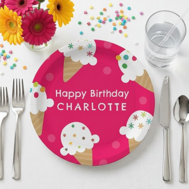  Ice Cream Birthday Party Paper Plate (Creator Uploaded)