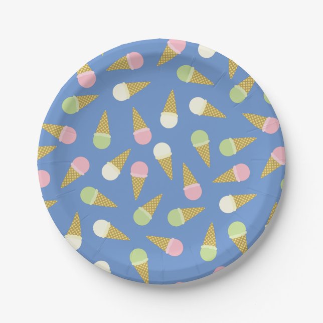 Ice Cream Birthday Party Paper Plates (Front)