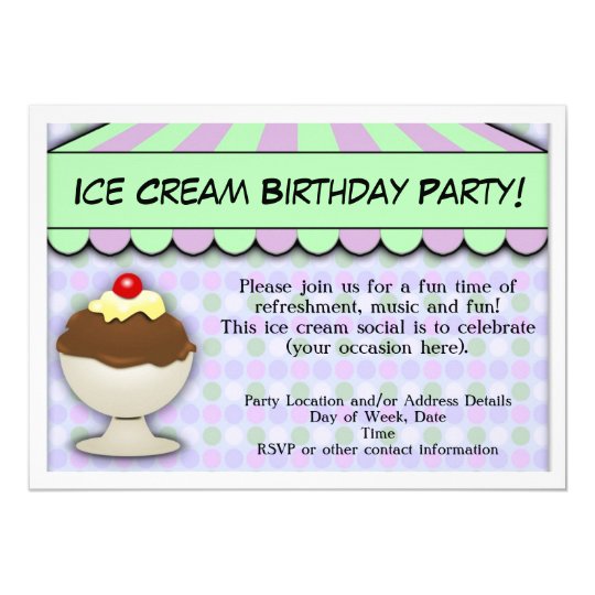Ice Cream Birthday Party, Pastel Awning Sundae Card