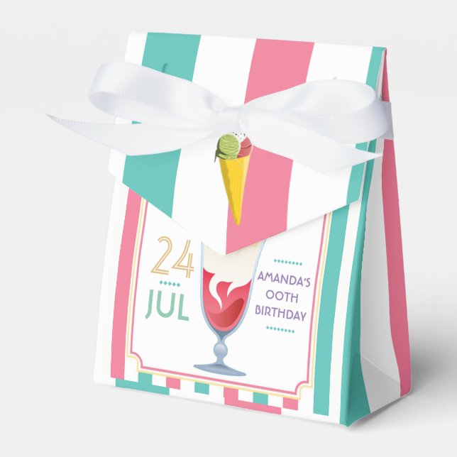Ice Cream Birthday Party personalized Favor Boxes (Front Side)