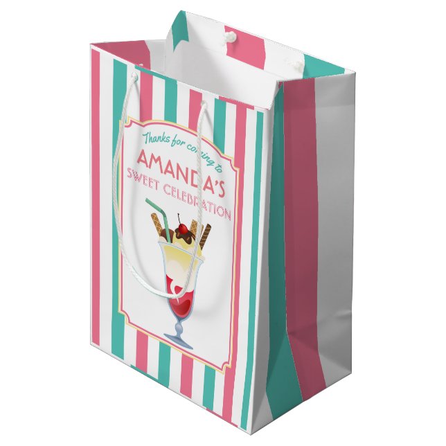 Ice Cream Birthday Party personalized Medium Gift Bag (Front Angled)