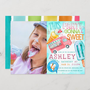 Ice Cream Birthday Party Photo Invitation