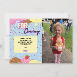 Ice Cream Birthday Party Photo Thank You Card