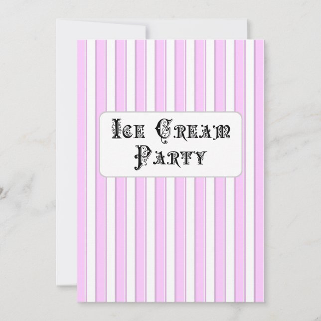 Ice Cream Birthday Party Pink Stripe Invitations (Front)