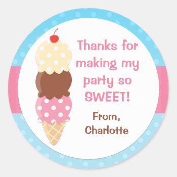 Ice Cream Birthday Party Sticker by eventfulcards at Zazzle