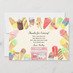 Ice Cream Birthday Party Thank You Card