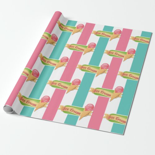 Ice Cream Birthday Party Wrapping Paper