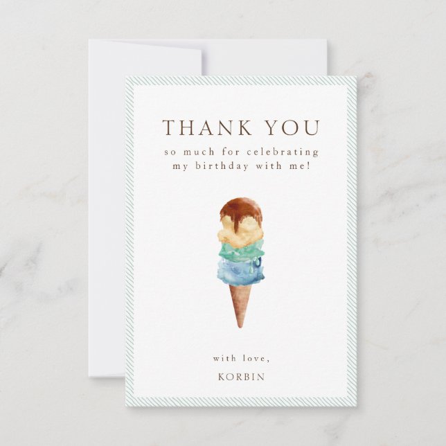 Ice Cream Birthday Thank You Card (Front)
