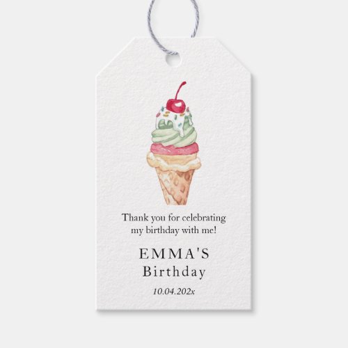 Ice cream Birthday Thank you Favor Gift Tag 