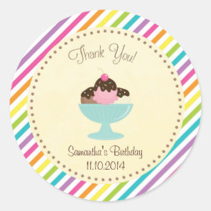 Ice Cream Birthday Thank You Sticker Colorful