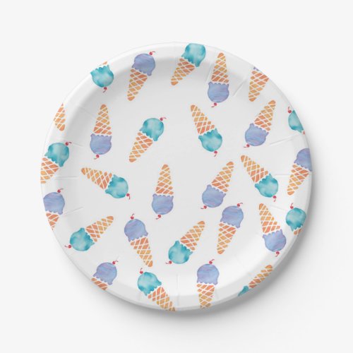 Ice cream blue and purple watercolour party plates