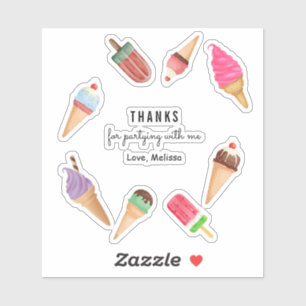 Ice Cream Blue Pink Popsicle Colorful Thank You Sticker
