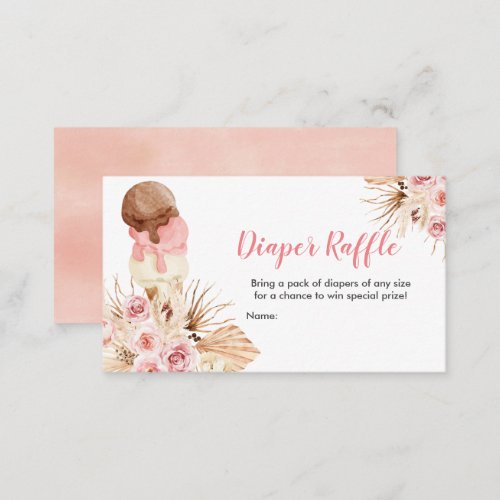 Ice cream Boho Diaper Raffle Baby Shower  Enclosure Card