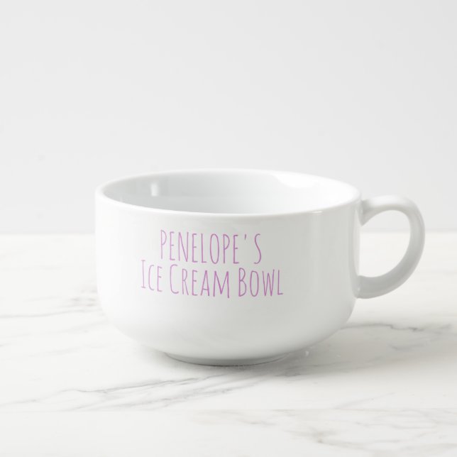 Ice Cream Bowl Funny Gag Novelty Gift Name Pink (Left)