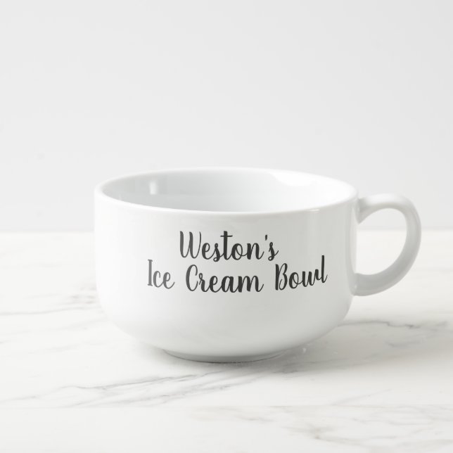 Ice Cream Bowl Funny Novelty Gag Gift Cursive Name (Left)