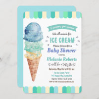 Ice Cream Boy Baby Shower Invitation