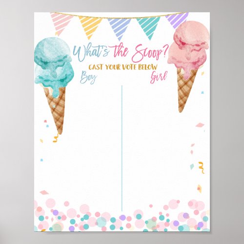 Ice Cream Boy or Girl Voting Board Gender Reveal Poster