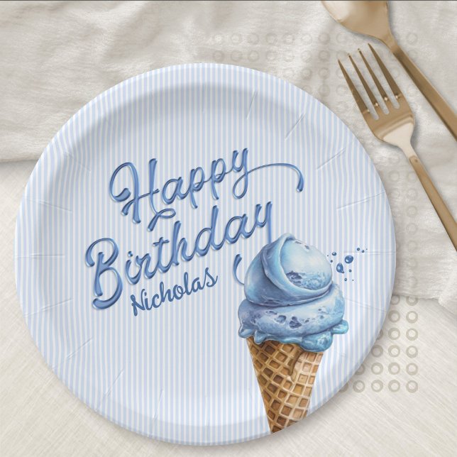 Ice Cream Boys Any Age Birthday Paper Plates (Creator Uploaded)