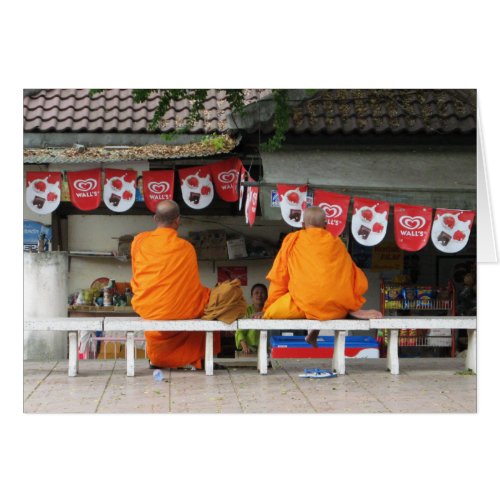 Ice Cream Break  Buddhist Monks Thailand Card
