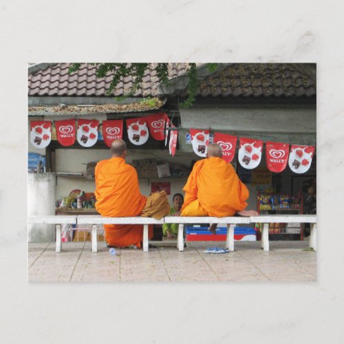 Ice Cream Break  Buddhist Monks Thailand Postcard