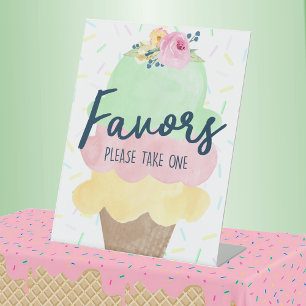 Ice Cream Bridal or Baby Shower Favor Pedestal Sign